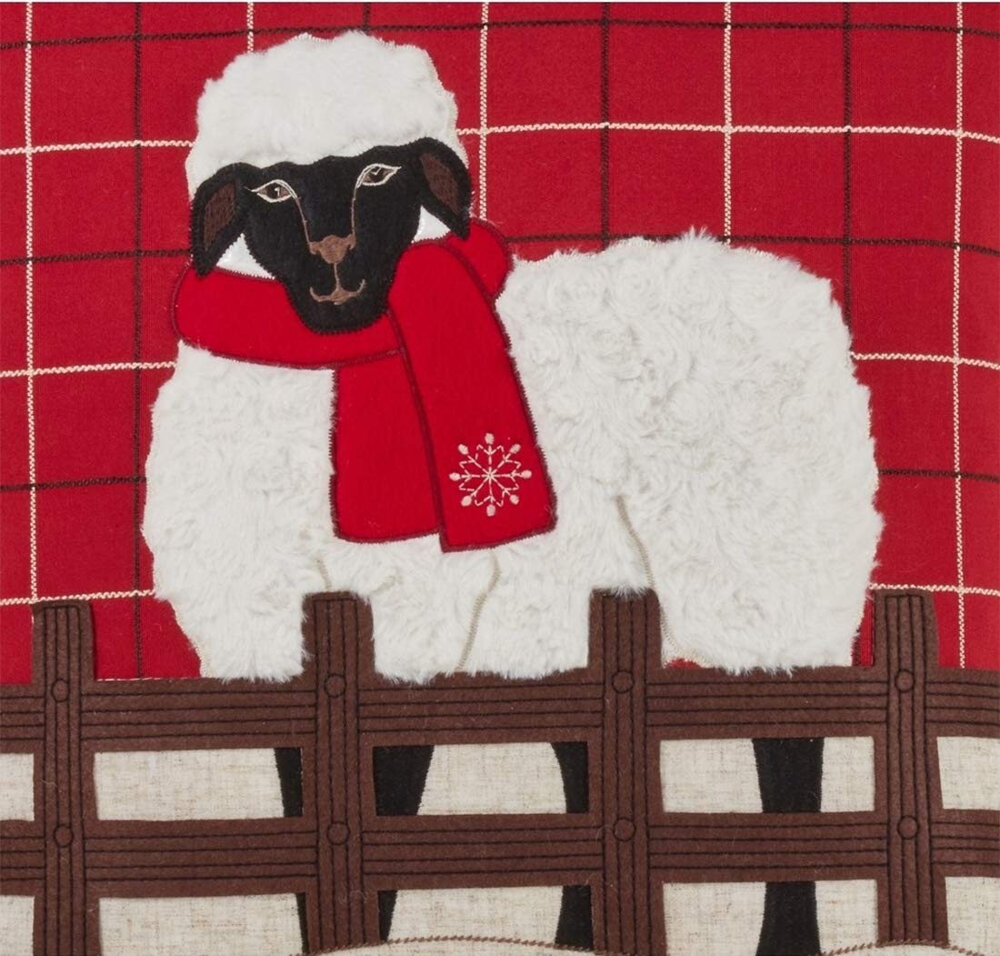 Fennco Styles Christmas Plaid Table Runner with Sheep Design 13 x 72 Inch - Red Table Cover for Home Décor, Banquets, Holiday Gathering and Special Events