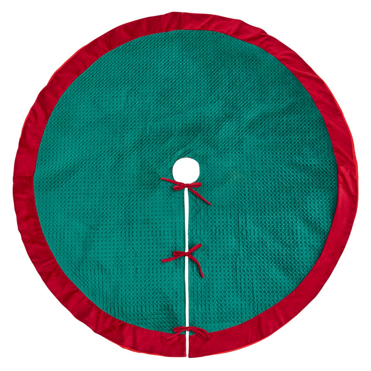 Fennco Styles Red and Green Pinsonic Velvet Christmas Tree Skirt 60" Round - Traditional Tree Skirt for Home, Holiday Tree, Indoor Outdoor and Special Occasion