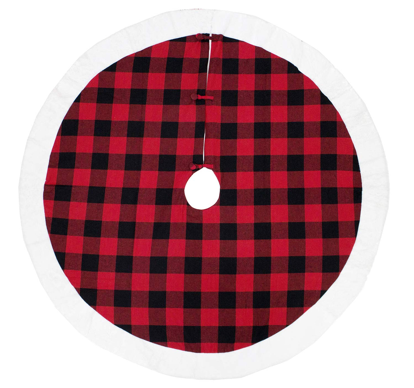 Fennco Styles Red & Black Buffalo Plaid Christmas Tree Skirt 53" Round - Holiday Tree Skirt for Home, Christmas Tree, Winter Festivals, Office, School Décor