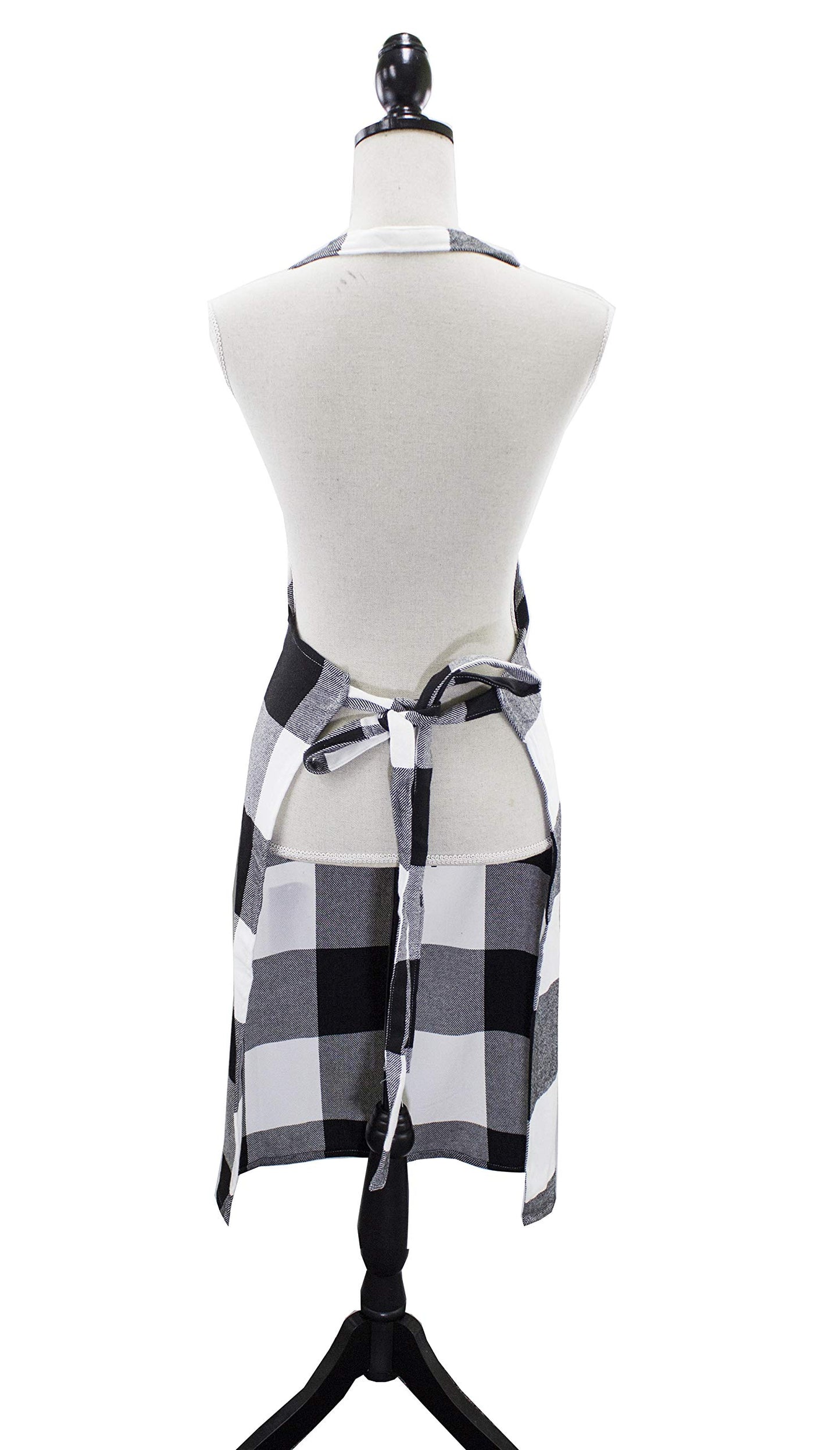Fennco Styles Black and White Buffalo Check Plaid Cotton Kitchen Home Apron (24" x 36")