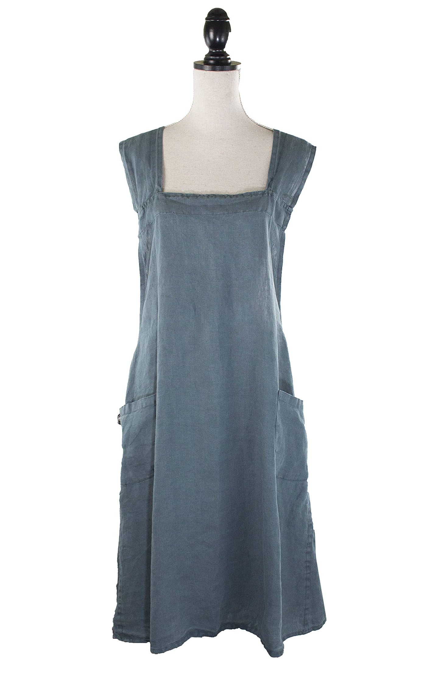 Fennco Styles Solid Criss Cross Back Apron Pure 100% Linen Cooking Kitchen Apron