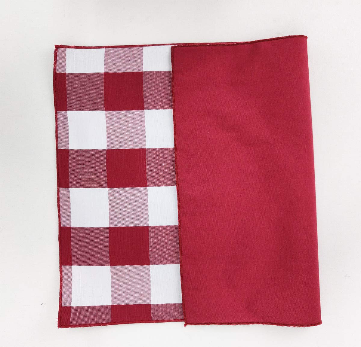 Fennco Styles Buffalo Check Double Layers Reversible Placemats 14" W x 20" L, Set of 4 - Handmade in USA - Plaid Table Mats for Everyday Use, Banquet, Holiday, Family Gathering, Special Occasion