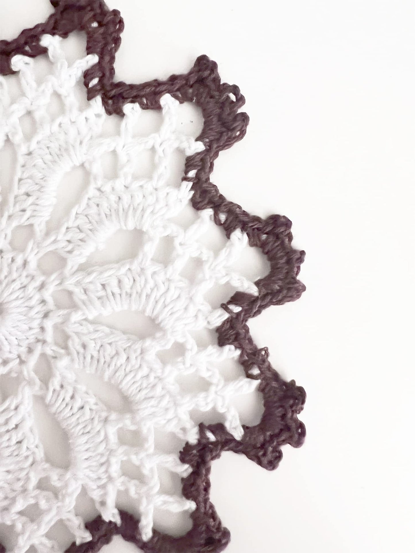 Fennco Styles Handmade Crochet Cotton Whirlwind Two-Tone Doily 6-Inch Round, 2-Piece - Drink Coaster for Everyday Use, Holiday, Farmhouse Décor, Cocktail, Tea Party, Special Occasion