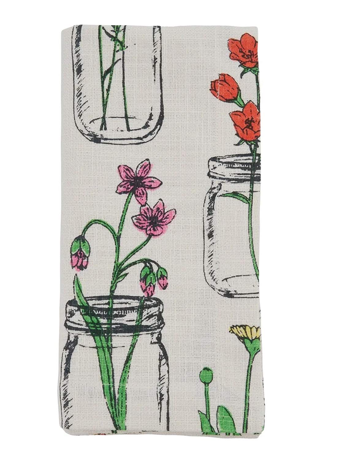 Fennco Styles Multi Flower and Vase Printed Cotton Table Runner 14" W x 72" L - Ivory Table Cover for Home Décor, Dining Room, Banquets, Everyday Use and Special Occasions