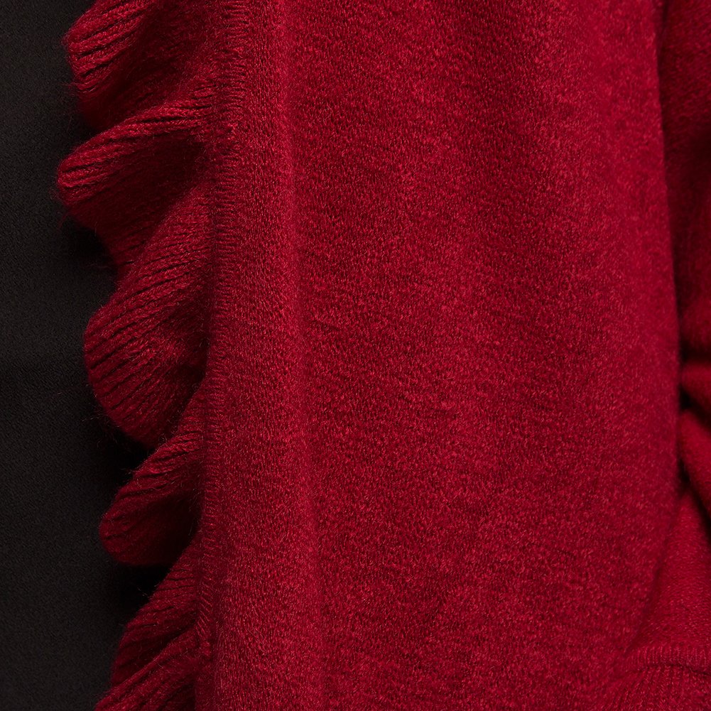stylesilove Michonne Collection Knit Ruffled 44 x 78 Inch Wrap Poncho Cape for Cold Weather