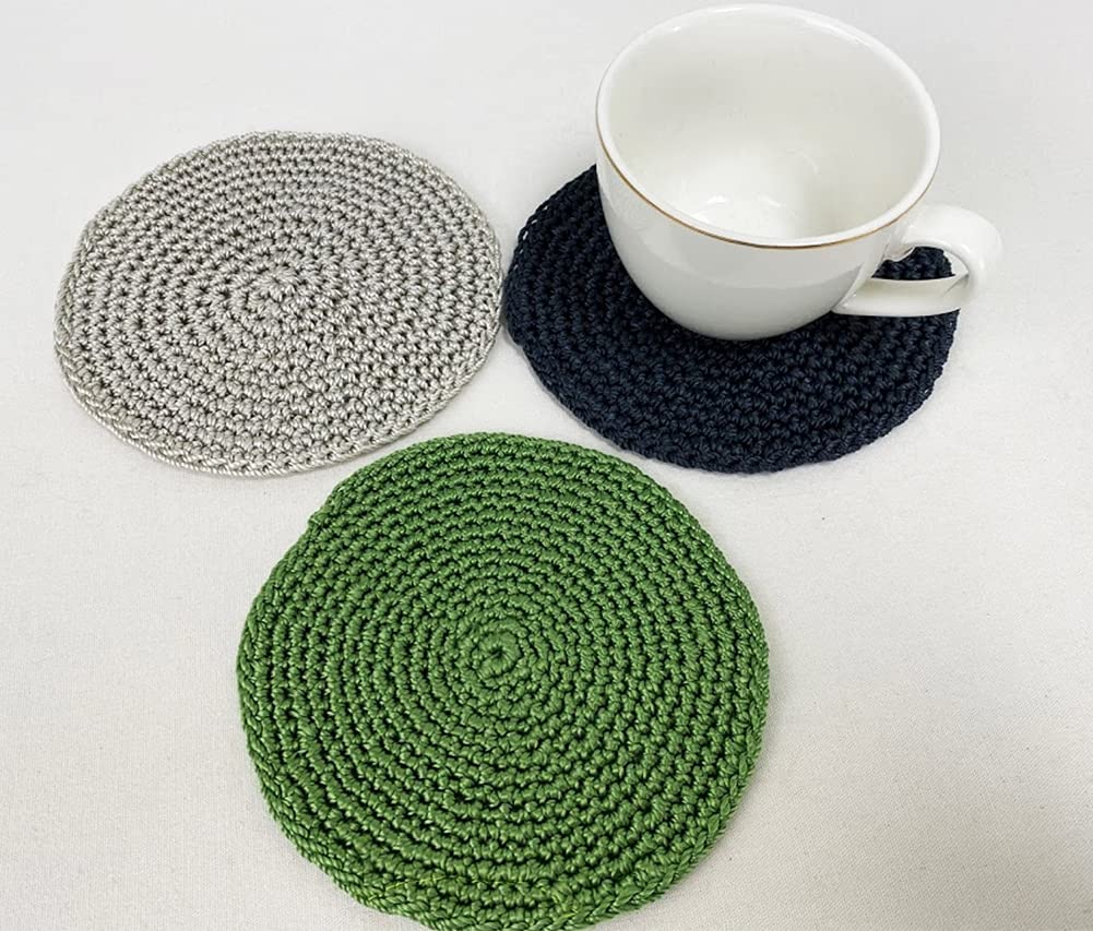 Fennco Styles Handmade Crochet Cocktail Drink Coasters 5-Inch Round, Set of 4 - Doilies for Everyday Use, Holiday, Farmhouse, Décor, Tea Party and Special Occasion