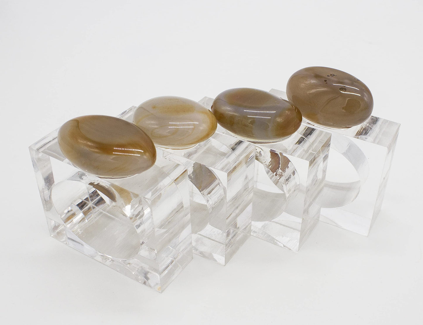 Fennco Styles Natural Stone Napkin Rings, Set of 4 - Natural Rock Napkin Holders for Home Décor, Dining Table, Banquet, Everyday Use and Special Occasion