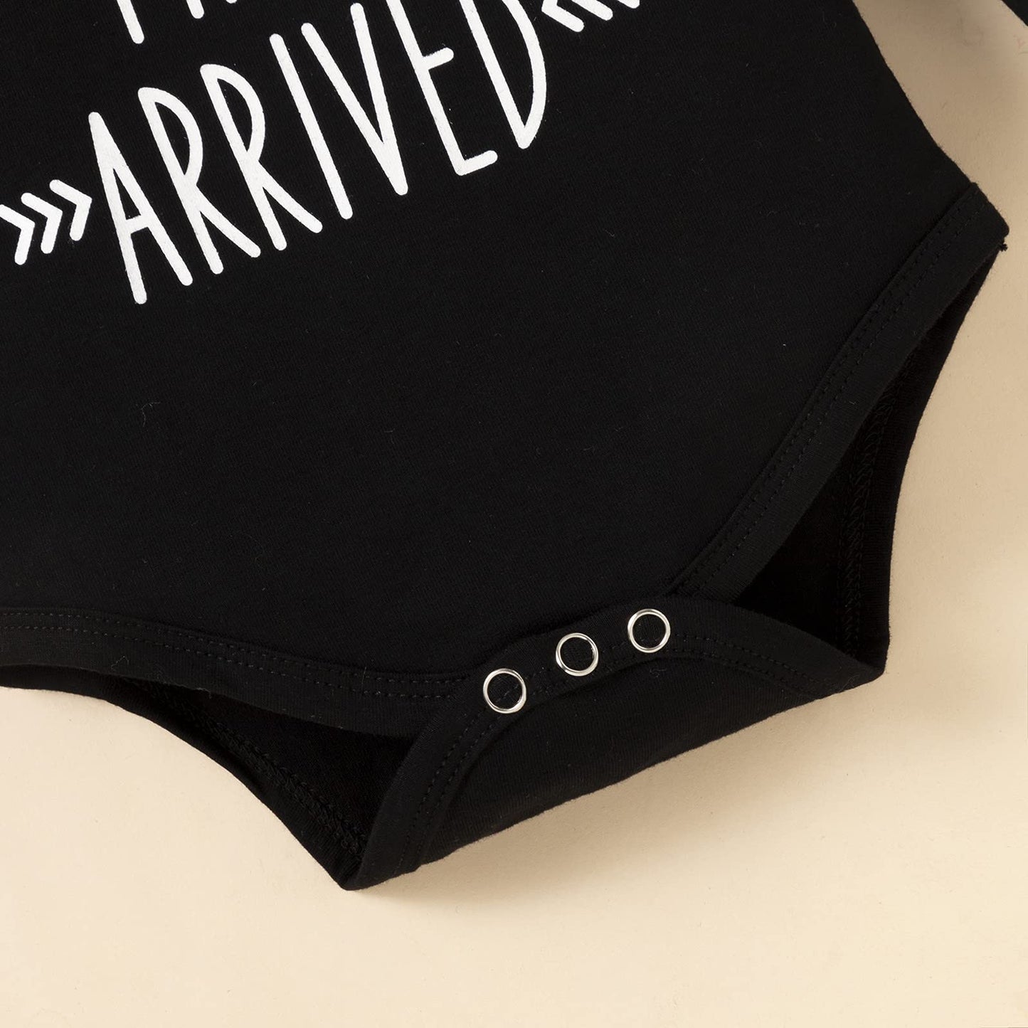 stylesilove Infant Baby Boys Black Romper Letter Printed Long Sleeve Bodysuit, Striped Pants & Hat 3pcs Cotton Outfit
