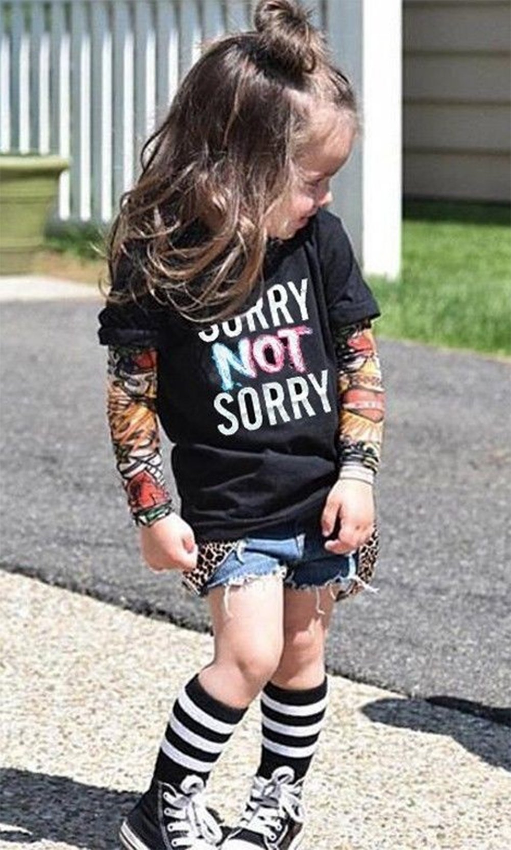 stylesilove Unisex Boys Girls Cotton T-Shirt with Mesh Tattoo Sleeve Little Kids Fashion Top