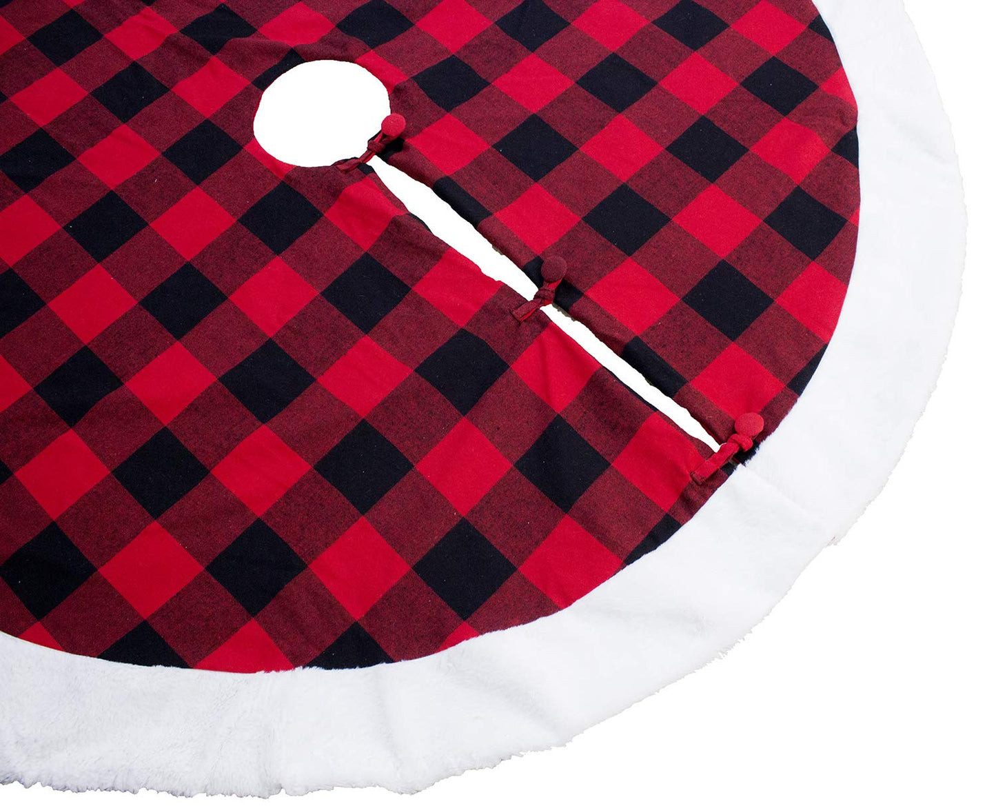 Fennco Styles Red & Black Buffalo Plaid Christmas Tree Skirt 53" Round - Holiday Tree Skirt for Home, Christmas Tree, Winter Festivals, Office, School Décor