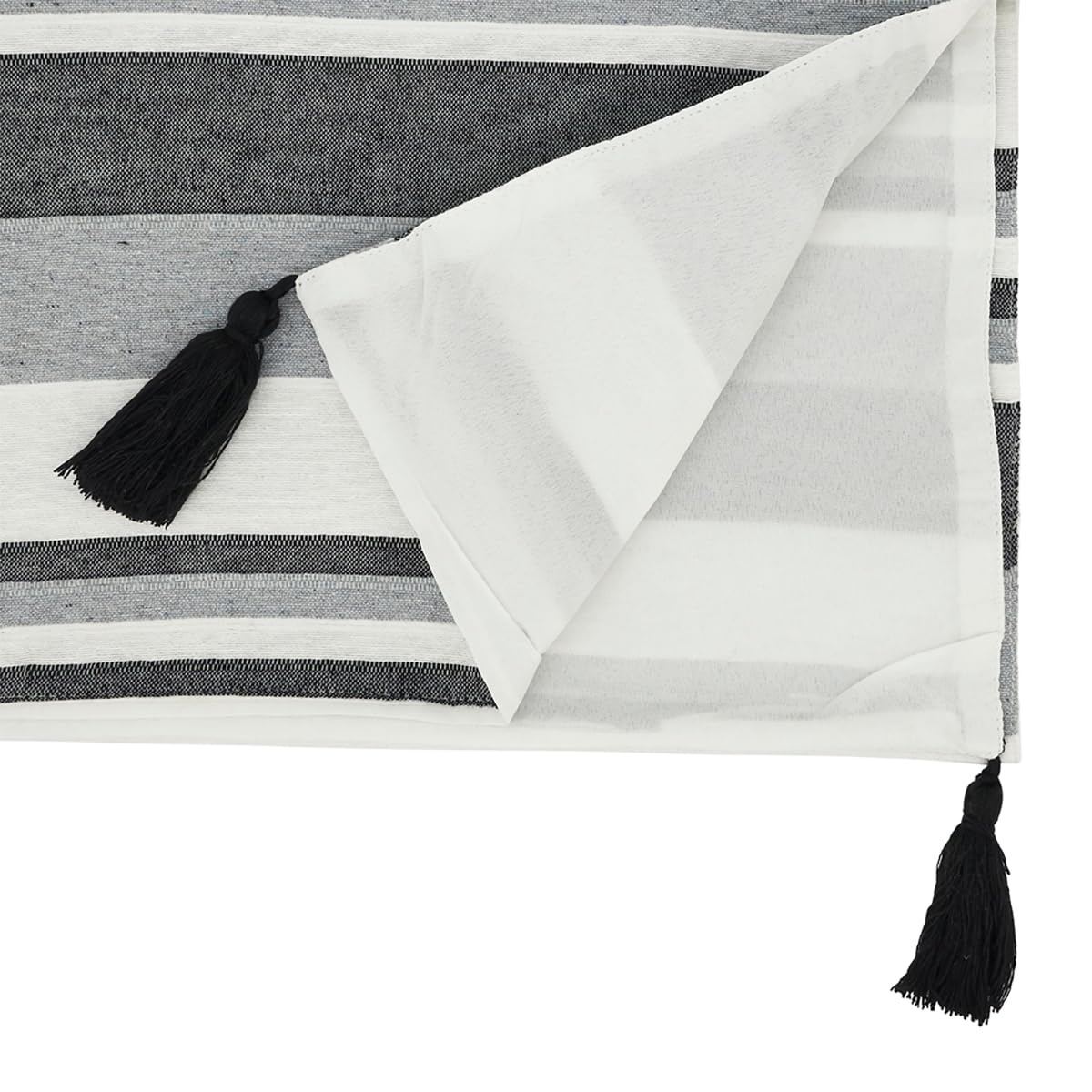 Fennco Styles Pleated Design Table Runner with Fringe 16" W x 72" L - Cotton Blend Woven Table Cover for Home, Dining Room, Banquets, Family Gatherings, and Special Occasion
