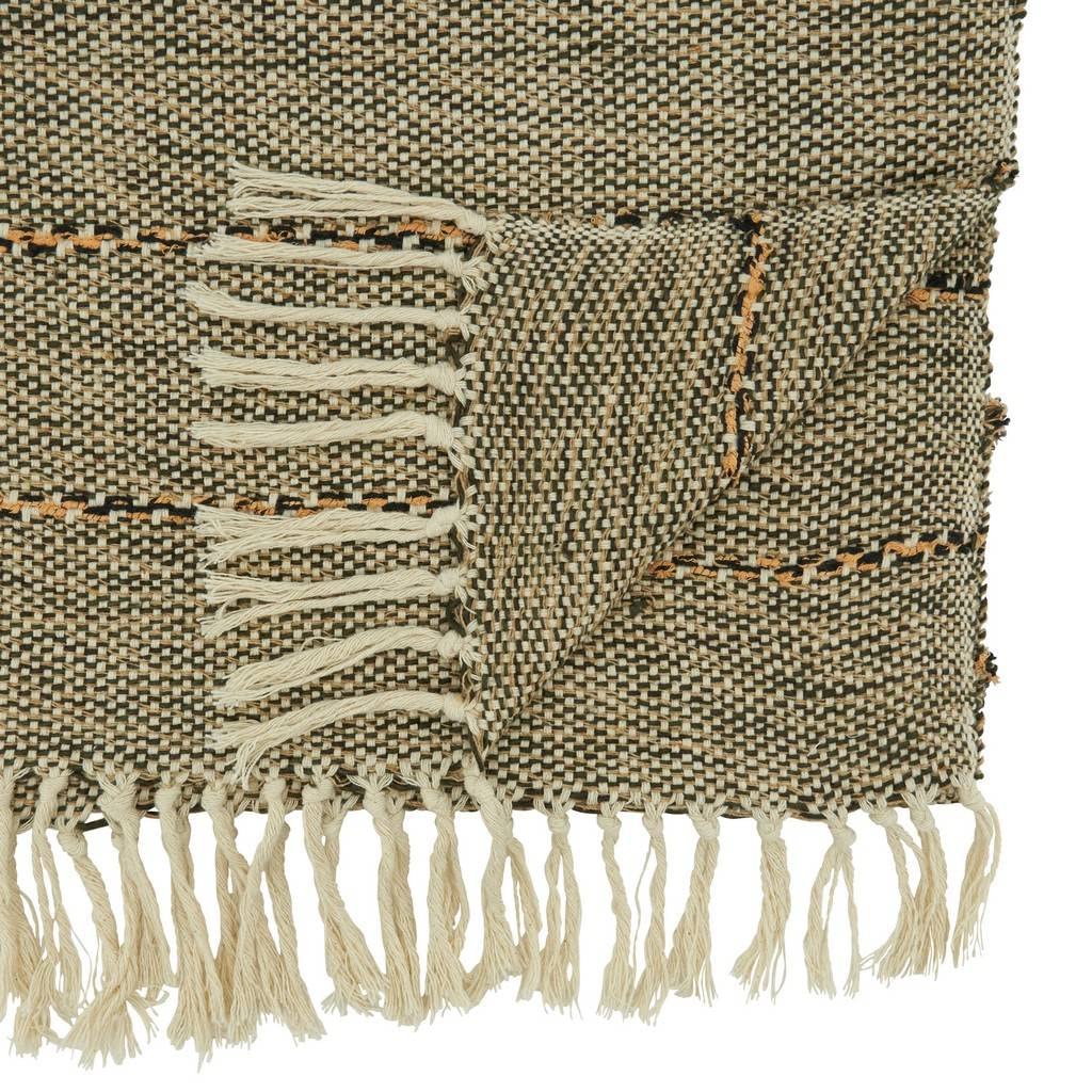 Fennco Styles Modern Striped Table Runner with Fringe 16" W x 72" L – Natural Woven Textured Table Cover for Home Décor, Dining Table, Banquets, Everyday Use and Special Events