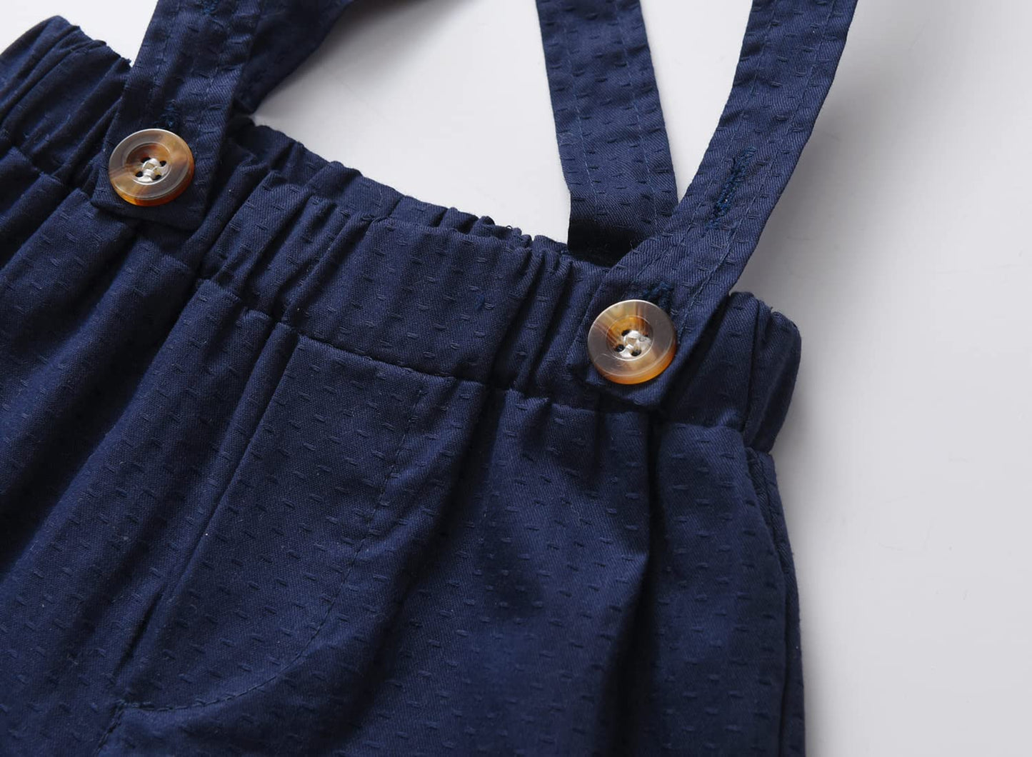 stylesilove Little Boys Short Sleeve Plaid Shirt and Suspender Bottom, Bowtie 3pcs Gentleman Suit Set Cotton Overalls Outfit