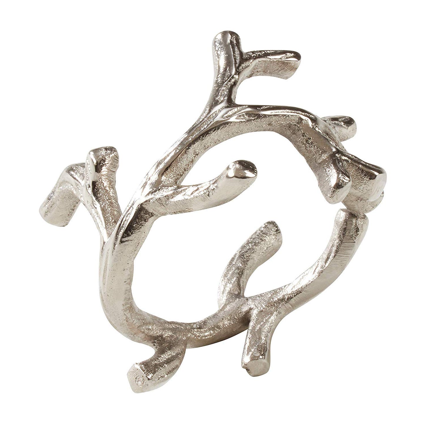 Fennco Styles Silver Brass Casual Napkin Rings, Set of 4 - Aluminium Napkin Holders for Home, Holiday Décor, Family Gathering and Special Events