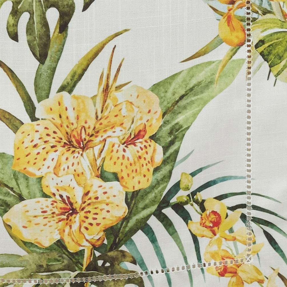 Fennco Styles Tropical Flower Hemstitch Table Runner 16" W x 72" L - Multicolored Rectangular Table Cover for Home, Dining Table, Banquet, Family Gathering