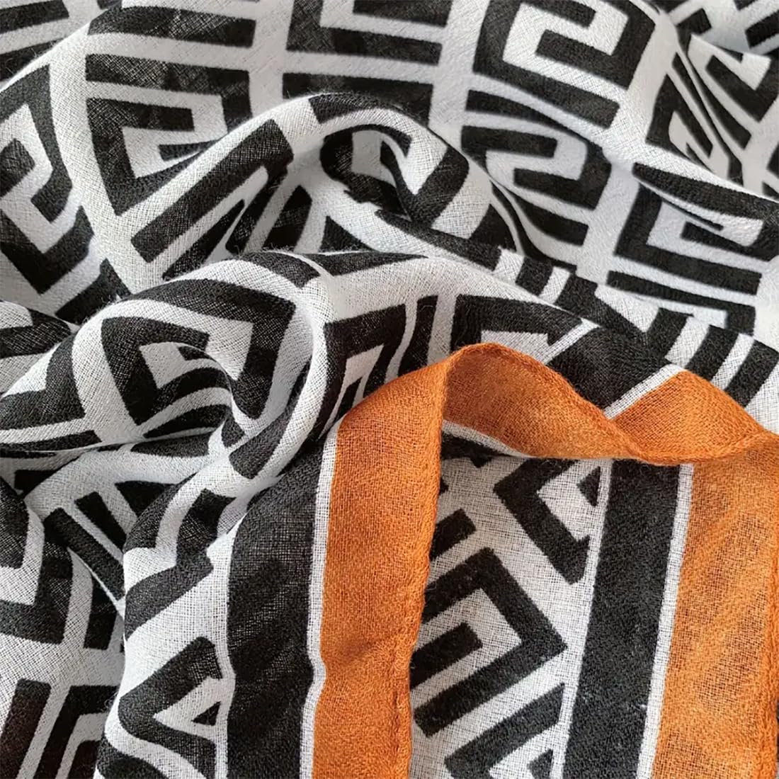 stylesilove Women Geometric Maze Print Scarf with Border Design Soft Shawl Scarves Neck Wraps for All Season, 3 Colors