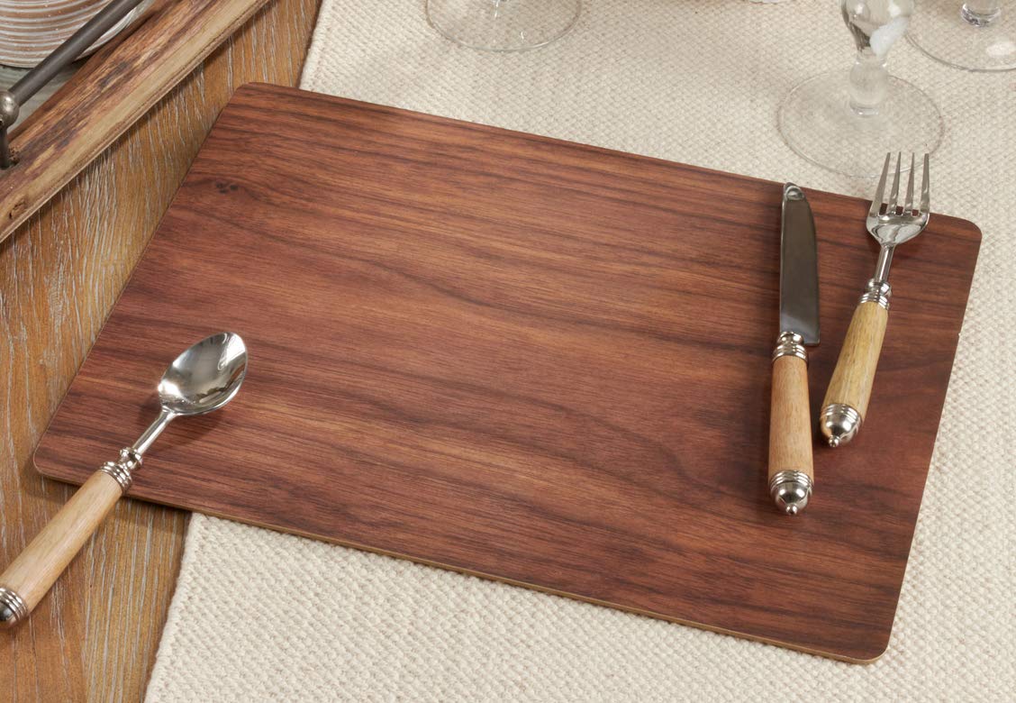 Fennco Styles Natural Wood Print Decorative Cork Placemats, Set of 4 - RoundTable Mats for Home Décor, Dining Table, Banquets, Family Gathering and Special Events