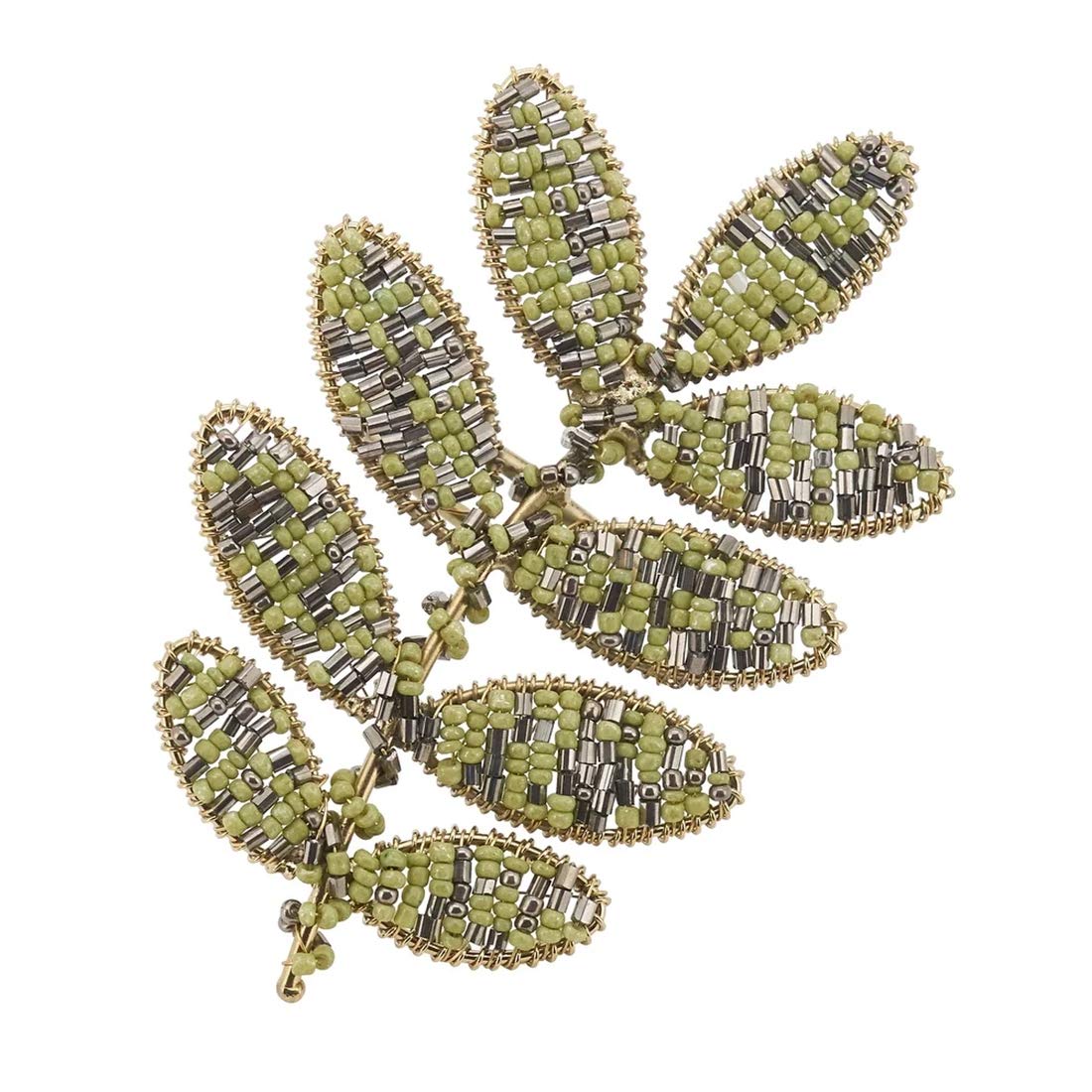 Fennco Styles Hand Beaded Leaf Decorative Napkin Rings, Set of 4 - Green Napkin Holders for Home, Dining Room, Banquet, Family Gathering, Holiday Décor and Special Occasion