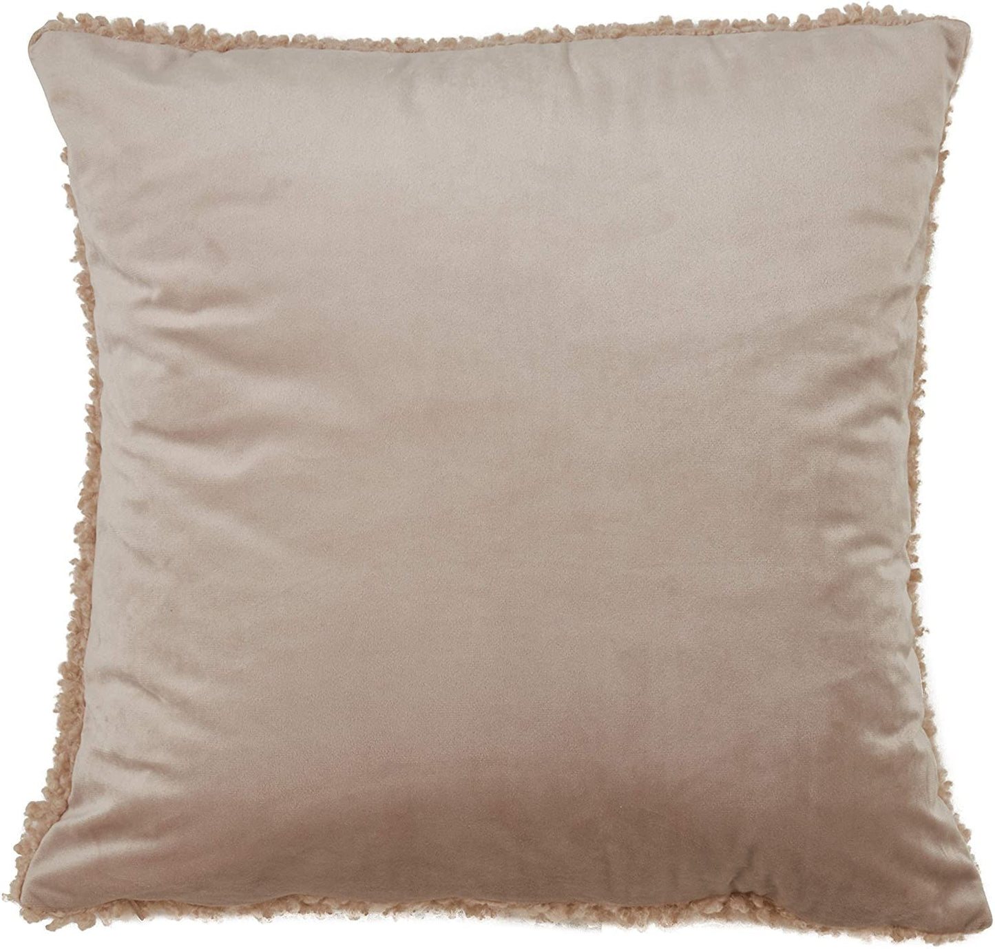 Fennco Styles Cuddly Faux Fur Decorative Throw Pillow Cover 18" W x 18" L – Natural Plush Cushion Case for Couch, Bedroom, Living Room and Office Décor