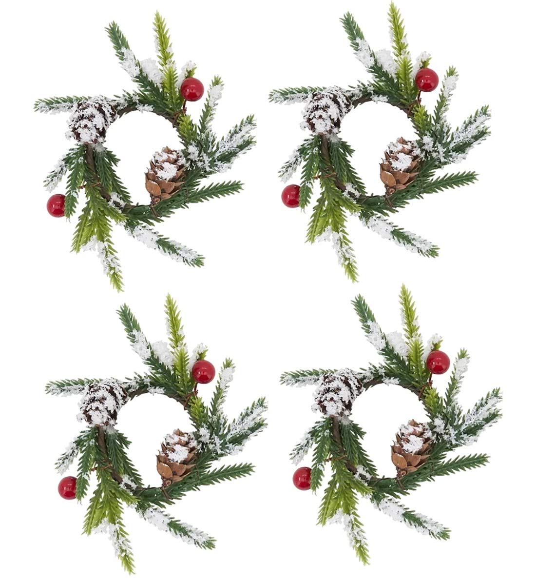 Fennco Styles Handmade Christmas Decorative Napkin Rings, Set of 4 - Green Napkin Holders for Home, Dining Room, Banquet, Family Gathering, Holiday Decor and Special Occasion