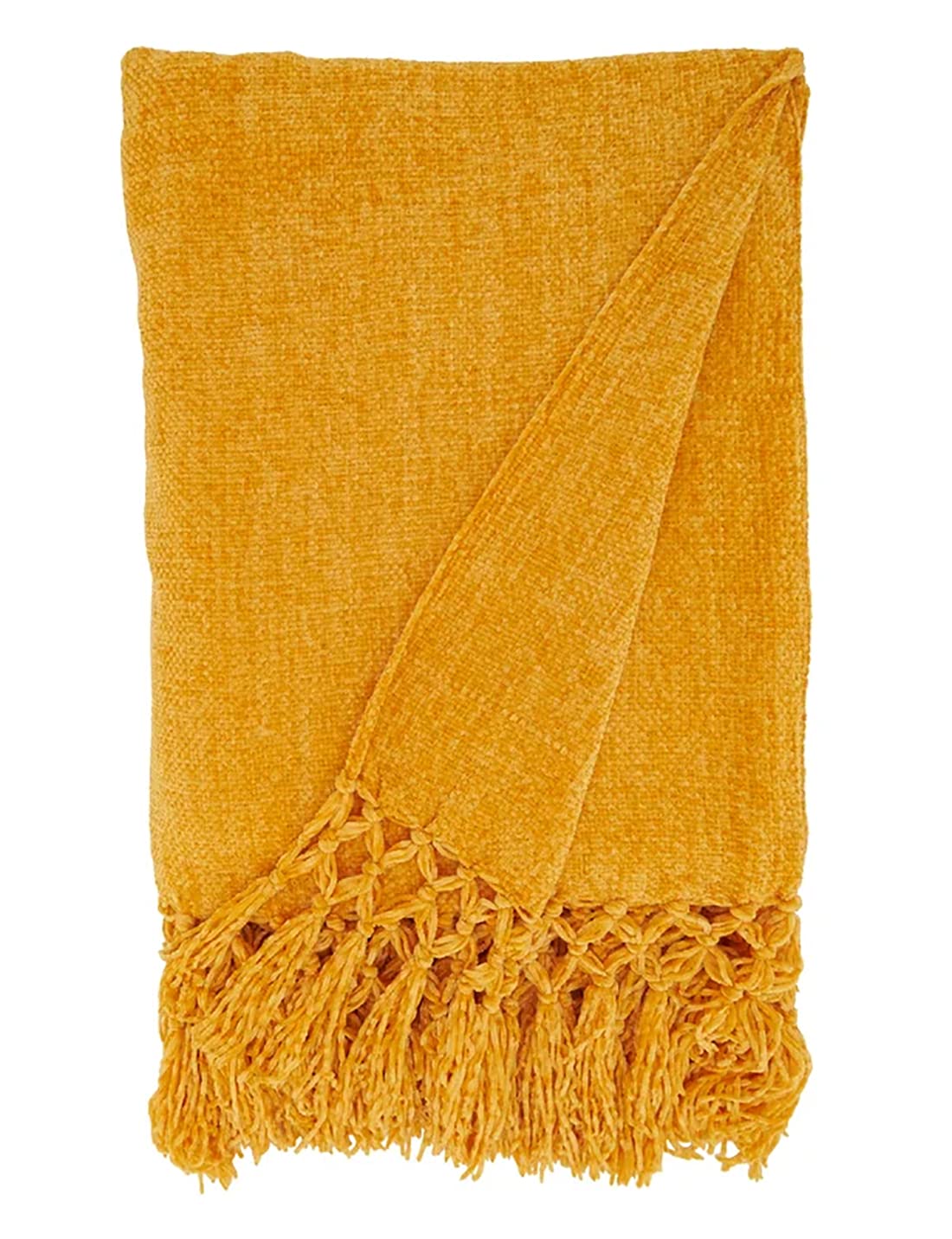Fennco Styles Hand Knotted Chenille Throw 50" W x 60" L - Solid Throw Blanket for Couch, Living Room, Bedroom, Christmas, Holiday and Home Décor