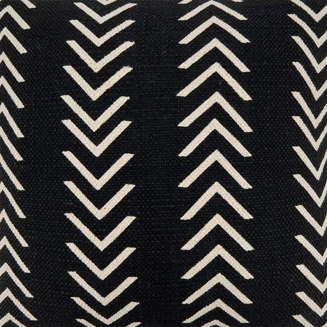 Fennco Styles Abstract Chevron Print Cotton Decorative Throw Pillow Cover & Insert 22 x 22 Inch - Black Pillow for Home, Couch, Living Room and Bedroom Décor (Black, Pillow Case + Insert)