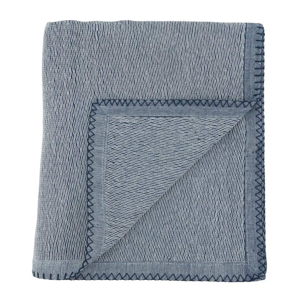 Fennco Styles Luxury Cotton Knit Whipstitch Throw Blanket 50" W X 60" L - Solid Blanket for Bed, Couch, Sofa, Home and Office Décor