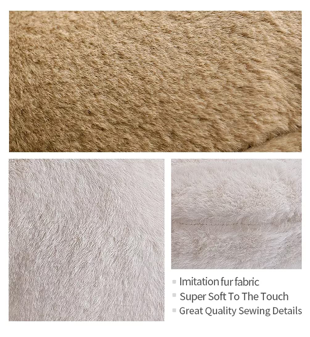 Fennco Styles Faux Fur Donut Shaped Decorative Plush Throw Pillow 16" Round - Brown Fluffy Soft Cushion for Kids Room, Playroom, Bedroom, Living Room, Nursery, Office Décor