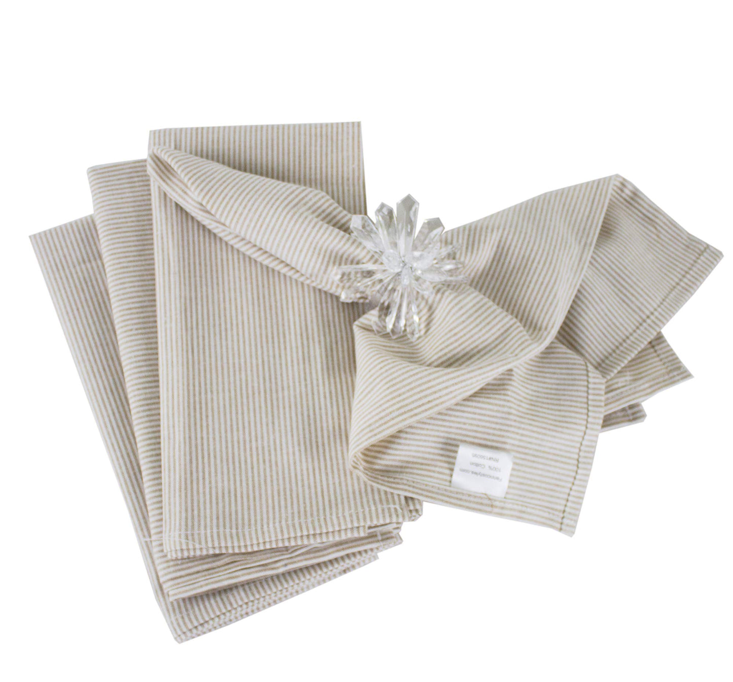 Fennco Styles Farmhouse Neutral Striped 100% Pure Cotton Tablecloth - Yellow Tablecloth for Everyday Use, Banquets, Family Gathering, Special Events and Home Décor