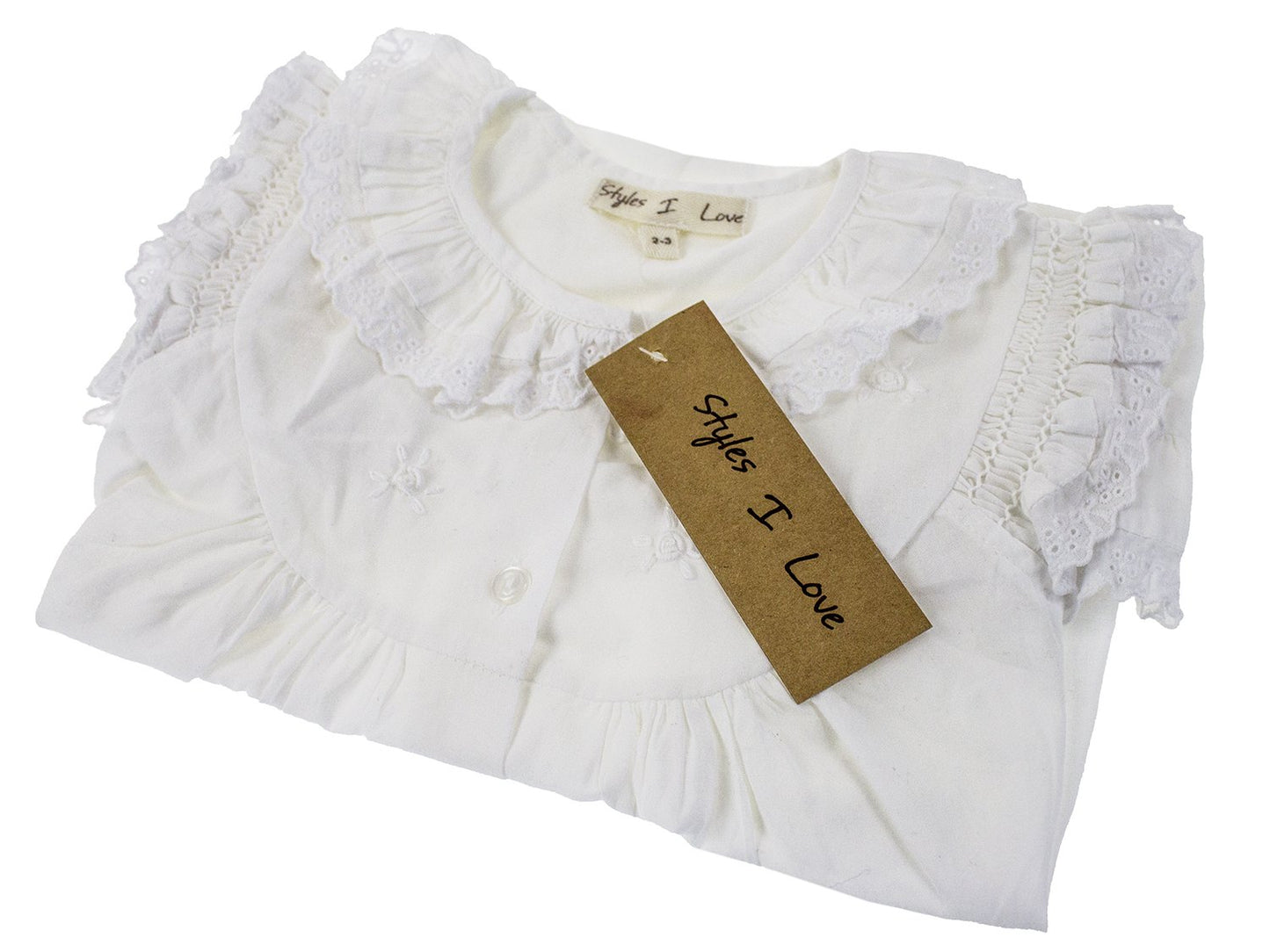 stylesilove Womens Handmade White 100% Pure Cotton Night Dress Sleepwear for Kids and Mother
