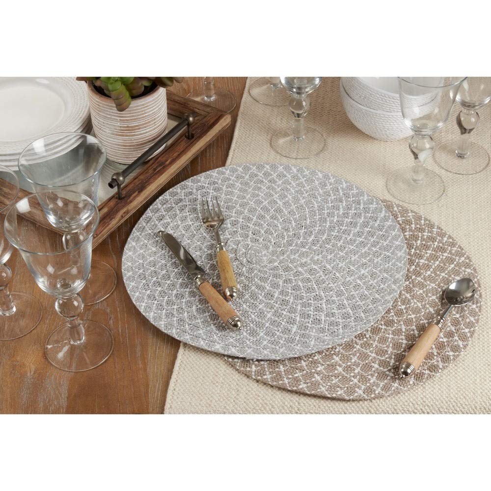 Fennco Styles Woven Design Placemats 15 Inches Round, Set of 4 – Modern Traycloth Table Mats for Home, Dining Room Décor, Banquets, Indoor & Outdoor and Special Events