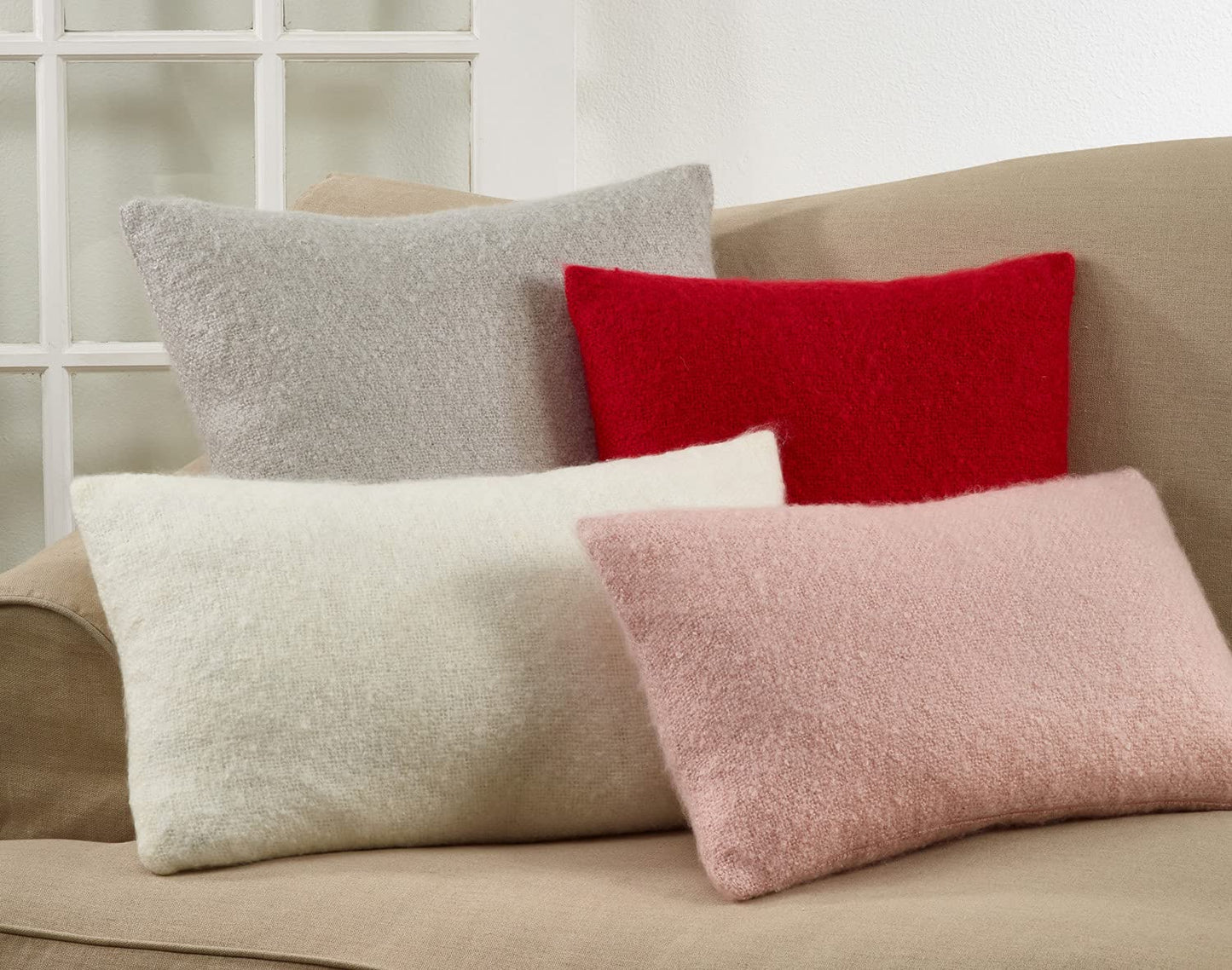 Fennco Styles Solid Faux Mohair Decorative Throw Pillow 18" W x 18" L - Soft Cushion for Home, Couch, Living Room, Bedroom and Office Décor