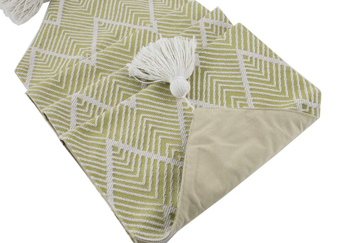 Fennco Styles Contemporary Chevron Tassel Cotton Blend 14 x 71 Inch Table Runner – Woven Table Runner for Indoor Party, Family Gathering, Beach House and Home Décor
