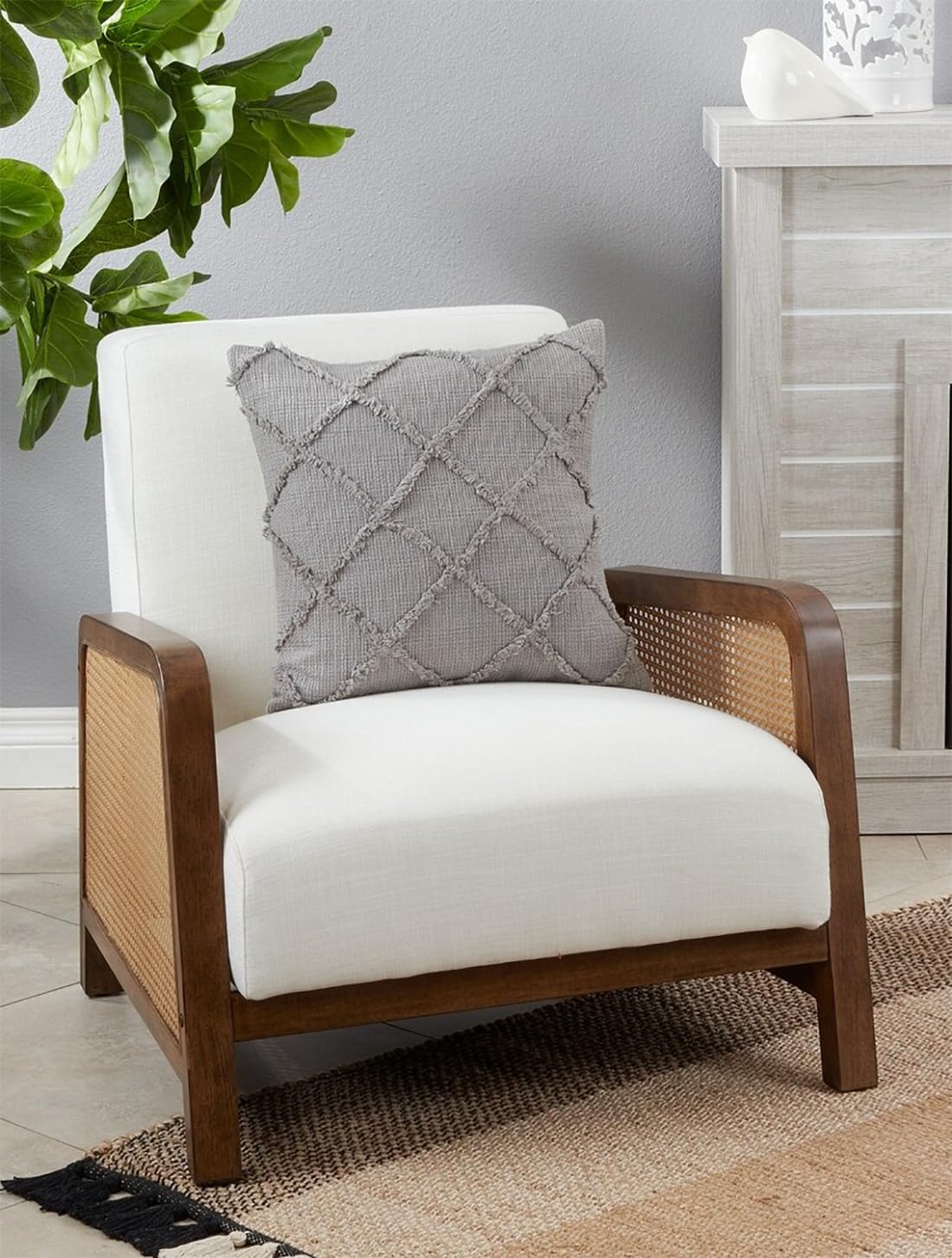 Fennco Styles Diamond Tufted Cotton Decorative Throw Pillow Cover 20" W x 20" L - Geometric Cushion Case for Home, Couch, Living Room, Bedroom, Office and Holiday Décor
