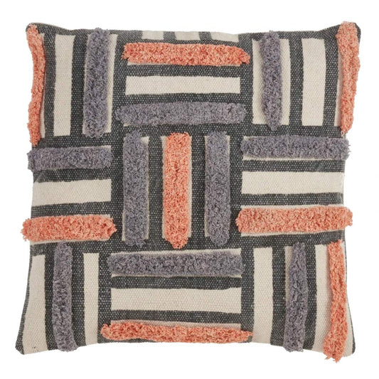 Fennco Styles Luxury Embroidery & Print Down Filled Decorative Throw Pillow 18" W x 18" L – Cotton Cushion for Bed, Couch, Sofa, Home Décor, Holidays, Housewarming