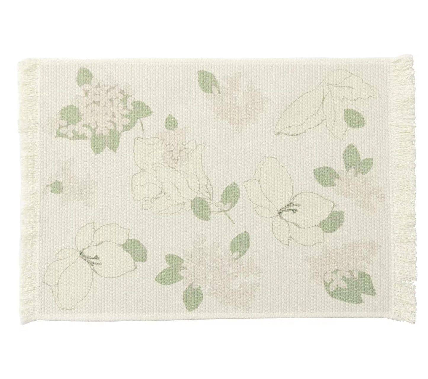 Fennco Styles Wildflowers Printed with Fringe Placemats 14" W x 19" L, Set of 4 - Pink Floral Table Mats for Dining Room, Banquets, Family Gatherings, and Holidays