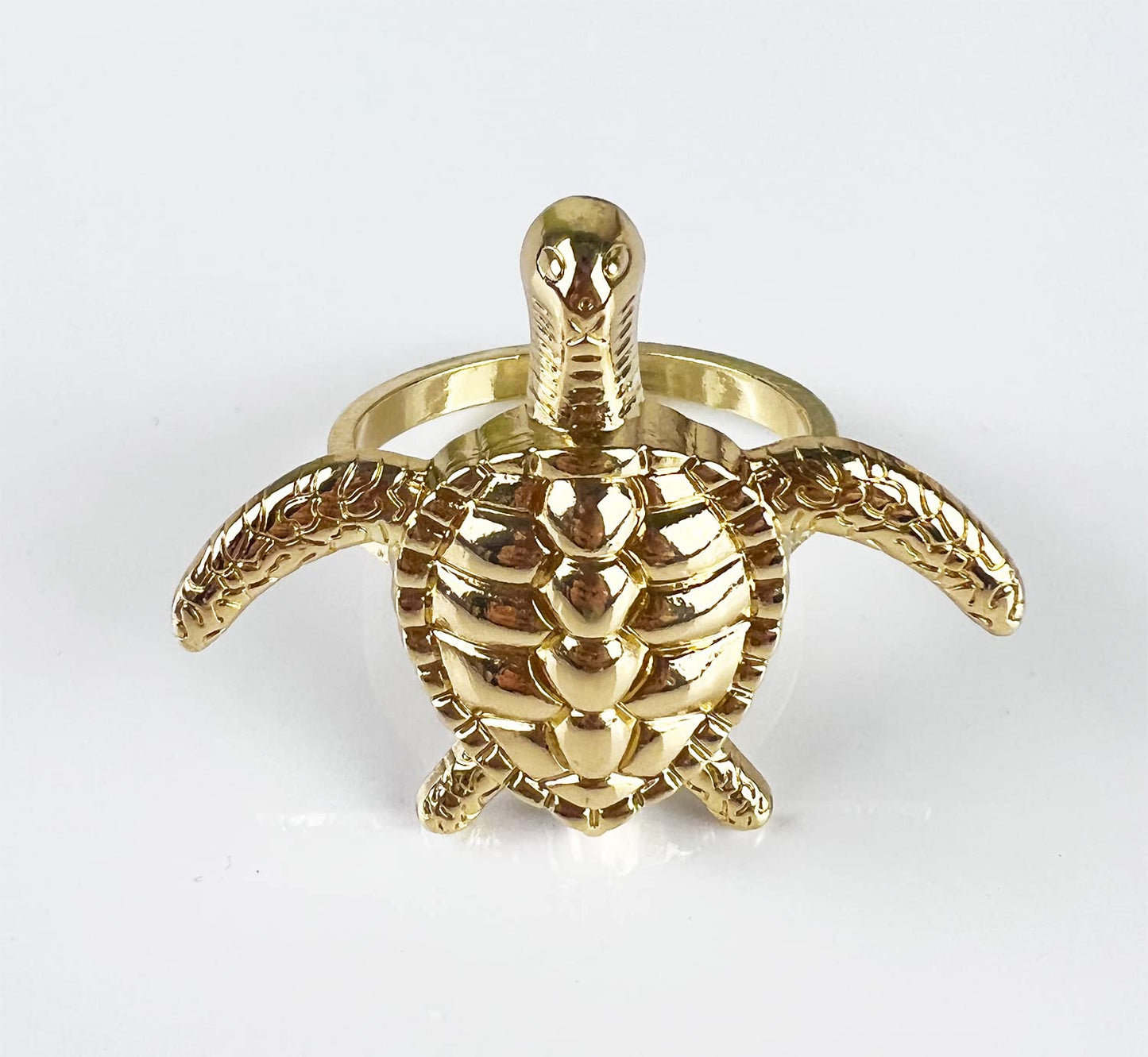 Fennco Styles Nature's Touch Sea Turtle Metal Napkin Rings, Set of 4 – Bronze Sea Creatures Napkin Holders for Family Dinner, Themed Party, Table Décor, Banquets, Holidays and Special Occasion