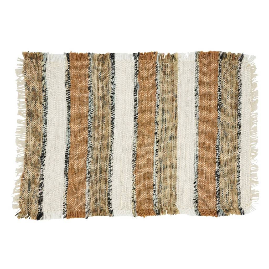 Fennco Styles Woven Chindi Striped Fringe 100% Cotton Table Runner 16 x 72 Inch - Multi Table Cover for Home Décor, Dining Table, Banquets, Family Gathering and Special Occasion