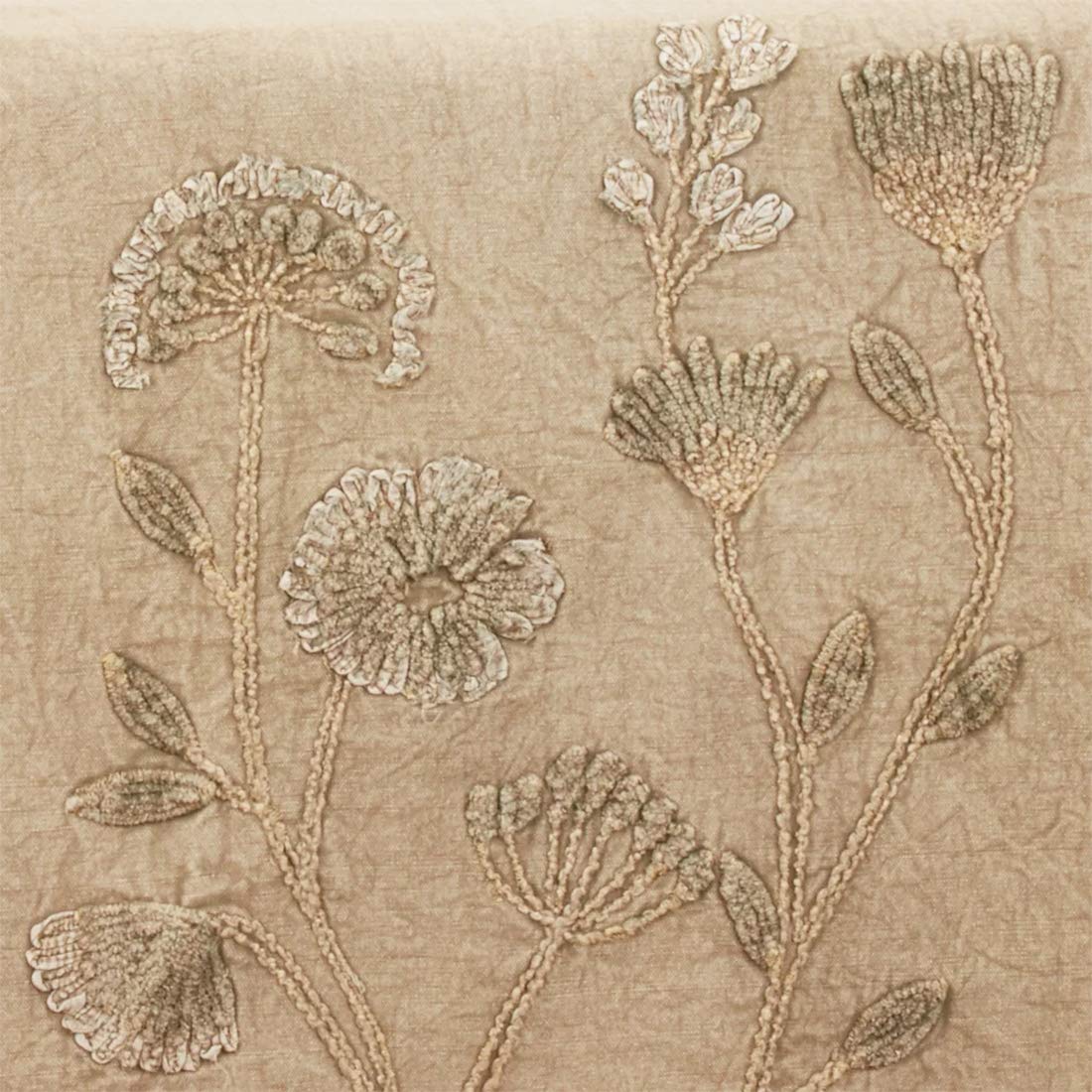 Fennco Styles Stonewashed Floral Cotton Table Runner 16" W x 72" L - Taupe Flower Table Cover for Home Décor, Banquet, Family Gathering, Everyday Use and Special Occasion