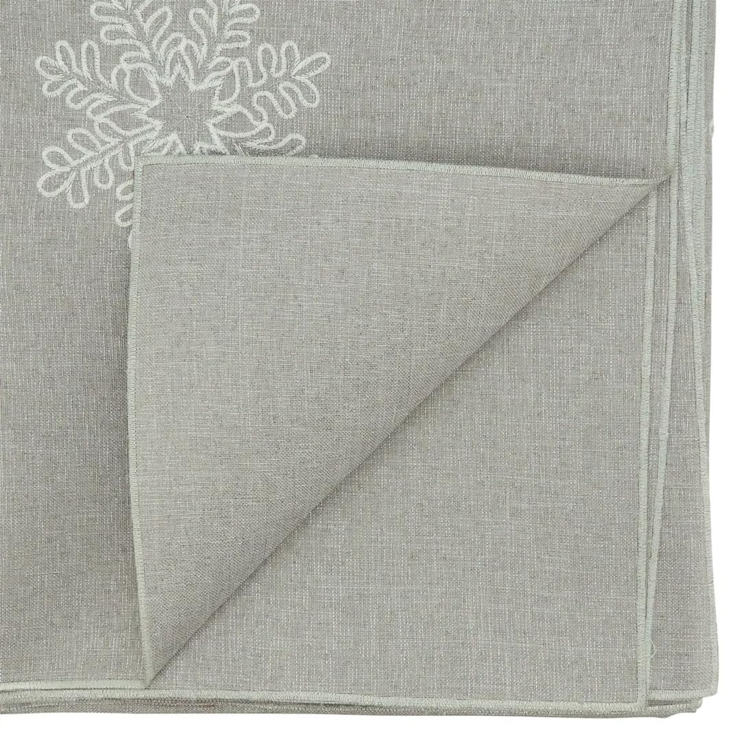 Fennco Styles Embroidered Snowflake Holiday Tablecloth - Silver Elegant Table Cover for Home Décor, Everyday Use, Christmas, Weddings and Special Events