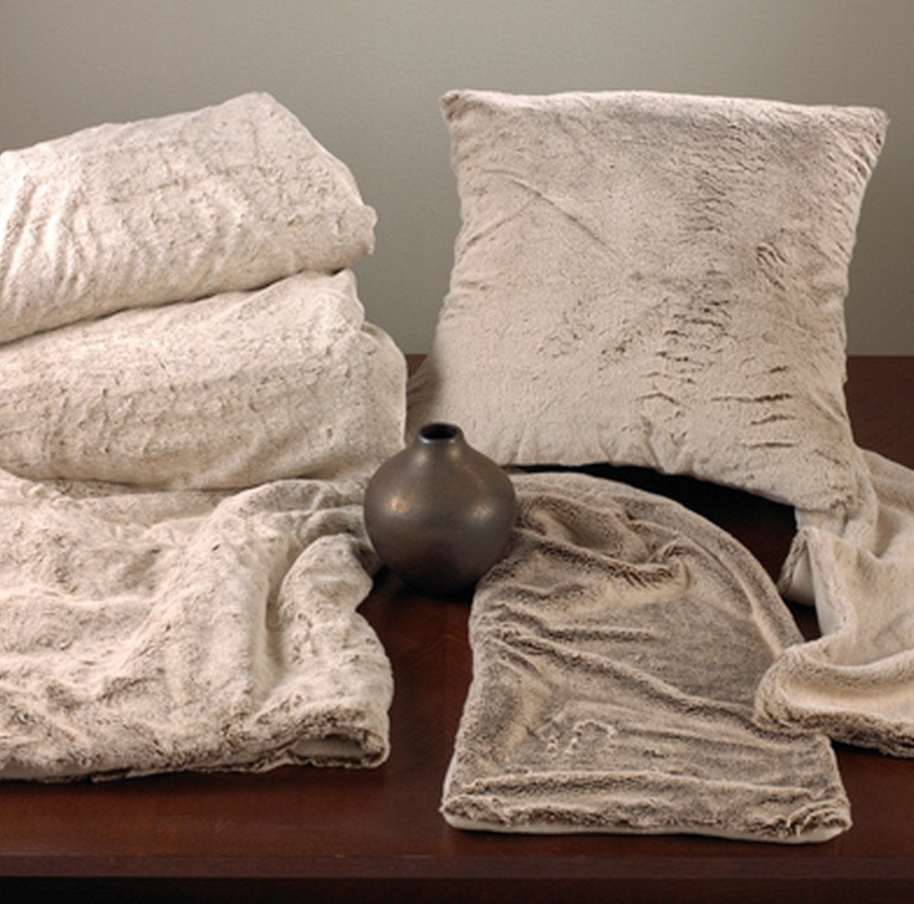 Fennco Styles Natural Faux Fur Decorative Throw Pillow. 18"W x 18"L