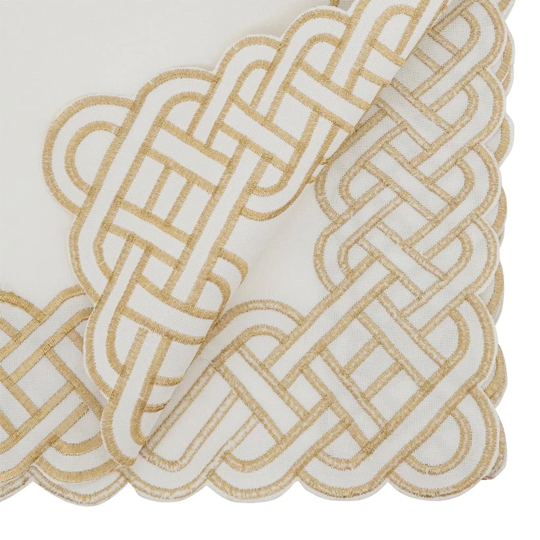 Fennco Styles Braid Emroidered Metallic Border Table Runner 16" W x 54" L - Silver Table Cover for Home Décor, Everyday Use, Christmas, Banquets and Special Events