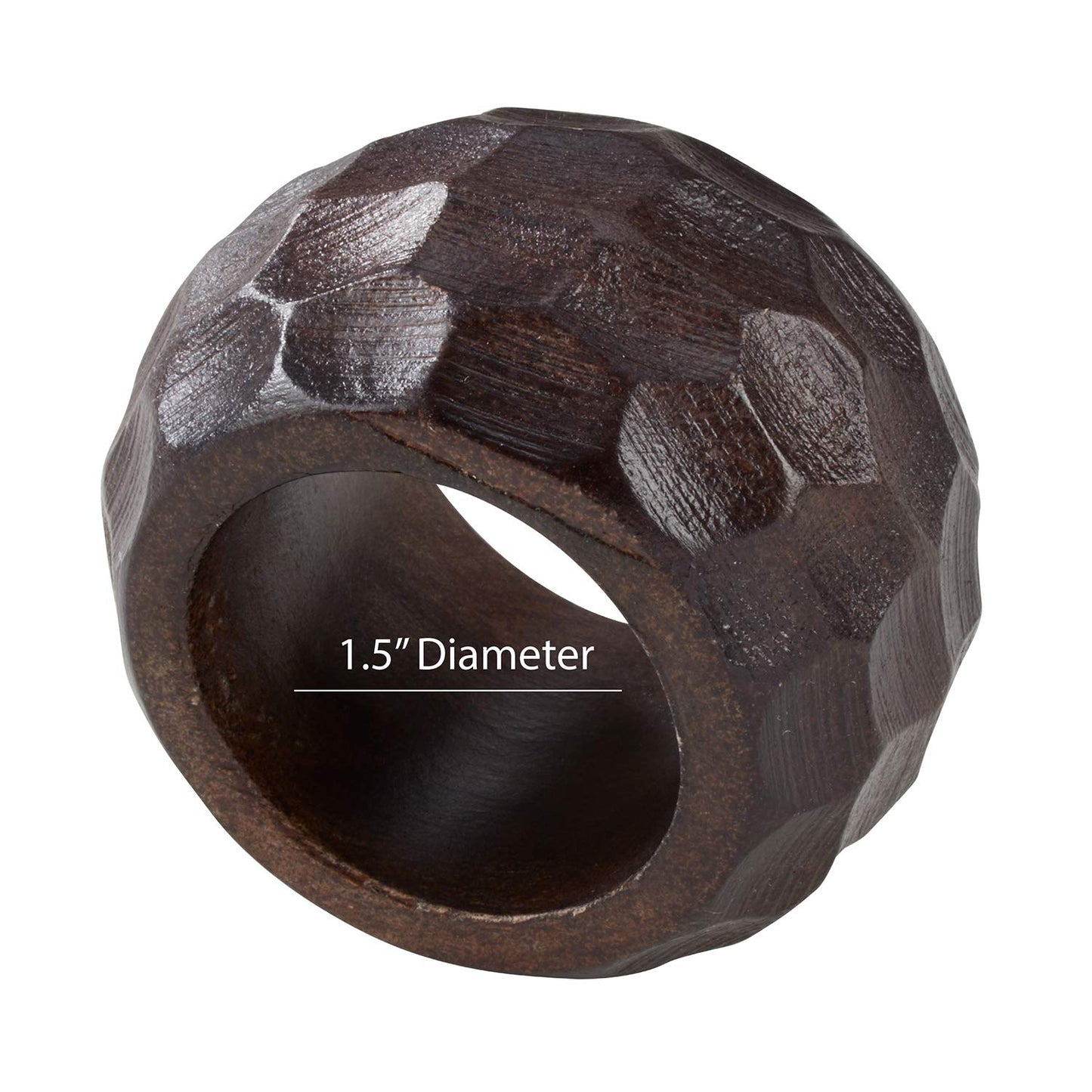 Fennco Styles Chunky Mango Wood Napkin Rings, Set of 4 - Coffee Texture Decorative Napkin Holders for Home, Dining Room, Banquet, Family Gathering, Holiday and Special Occasion