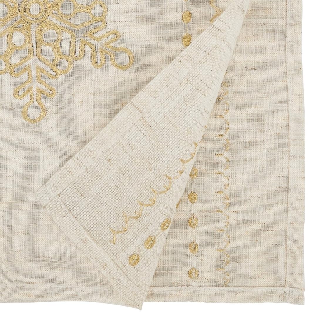 Fennco Styles Metallic Gold Embroidered Snowflake Christmas Table Runner 16" W x 72" L