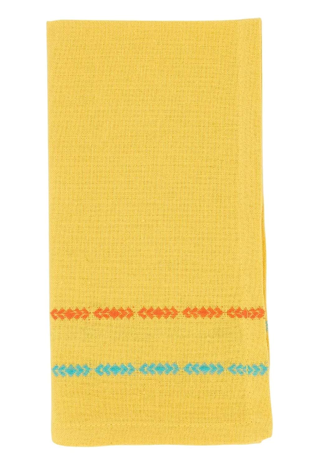 Fennco Styles Dobby Border Woven Cotton Cloth Napkins 18" W x 18" L, Set of 4 - Turquoise Dinner Napkins for Dining Table Décor, Family Gathering, Banquets, and Special Events