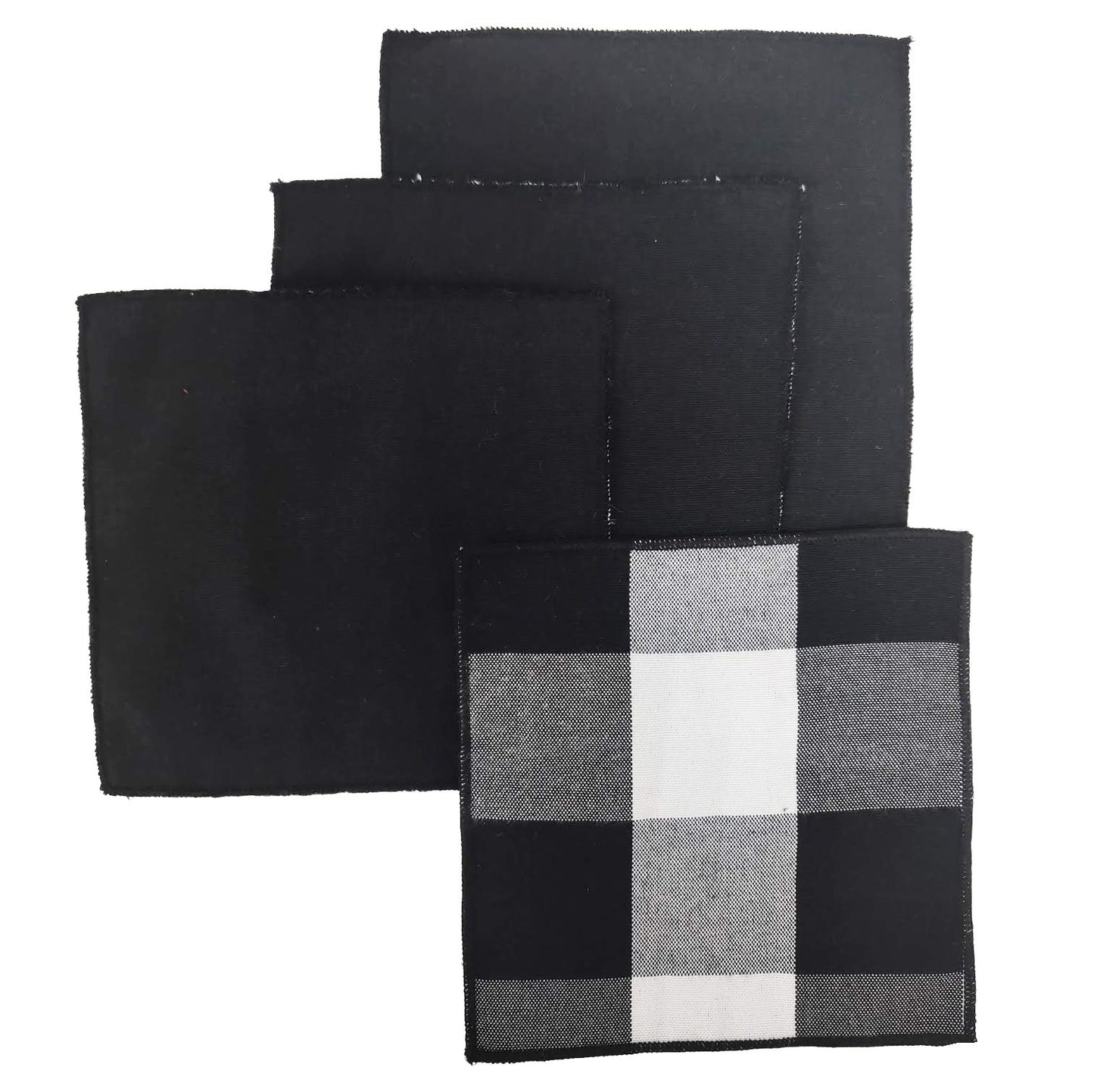 Fennco Styles Buffalo Check Double Layers Reversible Coasters 6"W x 6"L, Set of 4 - Handmade in USA - Plaid Cocktail Napkins for Everyday Use and Special Occasion