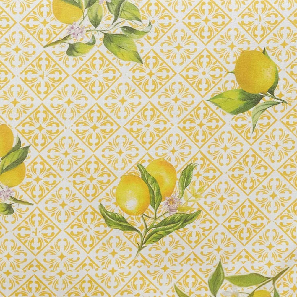 Fennco Styles Lemon Block Print Cotton Table Runner 16 x 72 Inch - Yellow Table Cover for Everyday Use, Dining Table Décor, Banquets, Family Gathering and Special Events