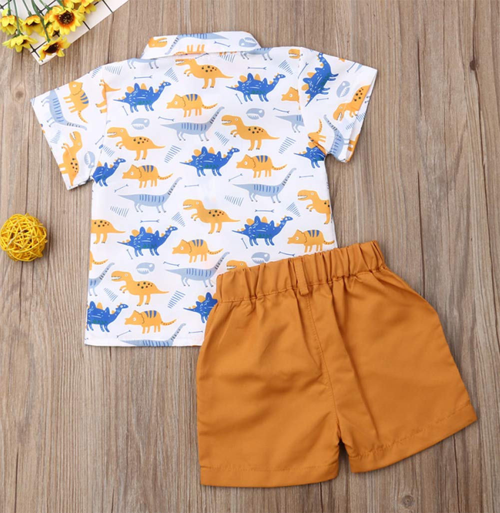 Styles I Love Little Boys Dinosaurs Printed Button-Up Shirt and Shorts 2pcs Casual Outfit Spring Summer Boy Clothes