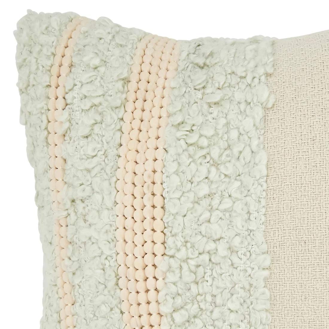 Fennco Styles Delicate Tufted Pom Pom Applique Cotton Decorative Throw Pillow Cover 18 x 18 Inch - Ivory Accent Cushion Case for Home, Couch, Living Room and Everyday Décor