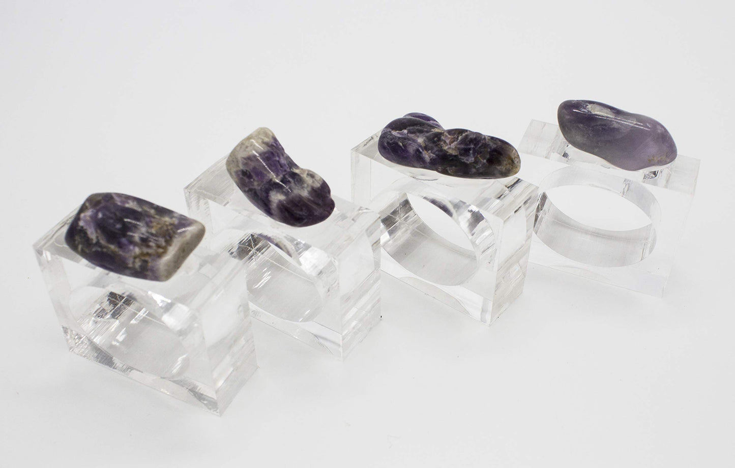 Fennco Styles Natural Stone Napkin Rings, Set of 4 - Natural Rock Napkin Holders for Home Décor, Dining Table, Banquet, Everyday Use and Special Occasion